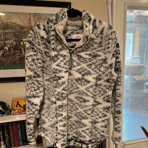 Cozy Black and White Fleece Pullover